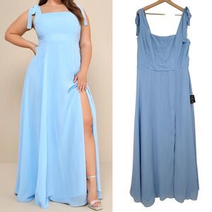 Lulus Light Blue Maxi Dress Plus Size 1X Square Neck Love Me Forever Wedding